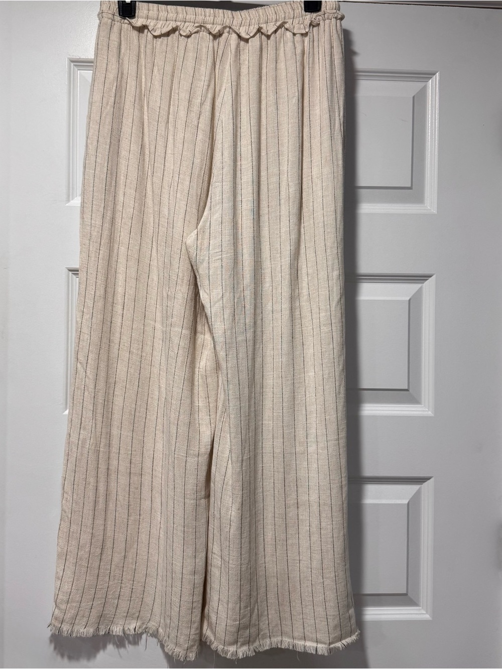 Pink Lily Cream Wide-Leg Linen Blend Pants - Picture 7 of 11